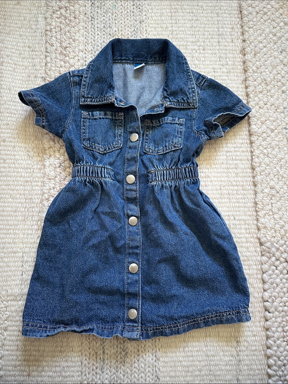 Old Navy Dark Blue Denim Button-Front Kids Dress